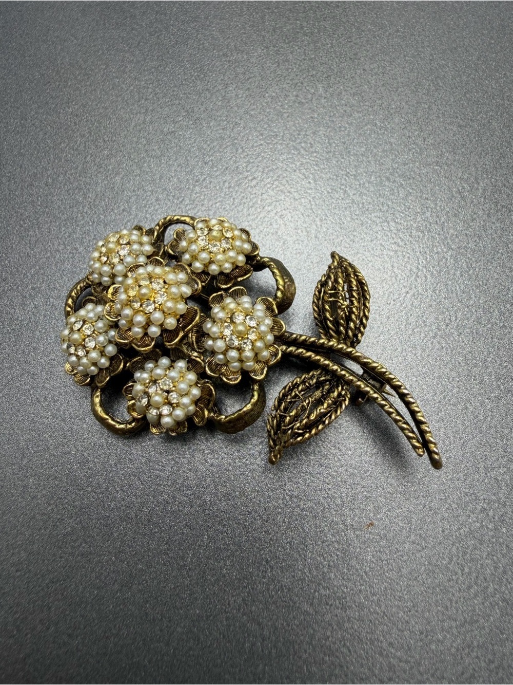 Vintage Har Pearl Cluster Floral Brooch #41SB